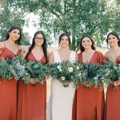 Different types of greenery for bouquets at a wedding