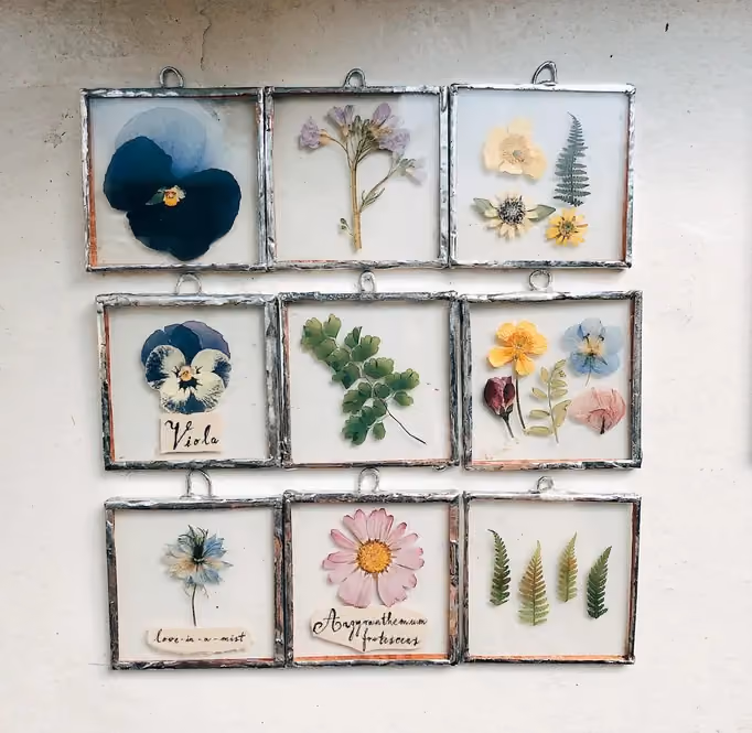 Creating a wall frame using wedding bouquets