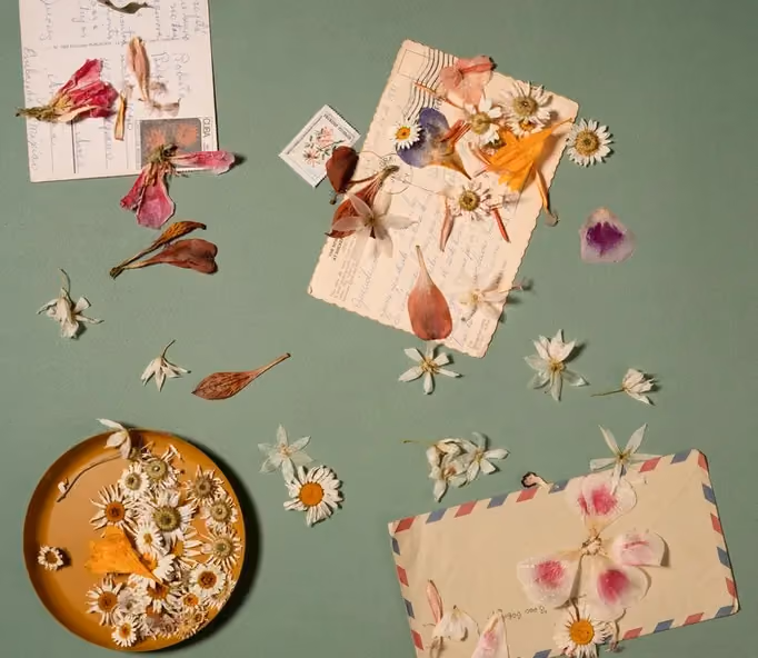 Reuse wedding flowers as thank you cards for guests
