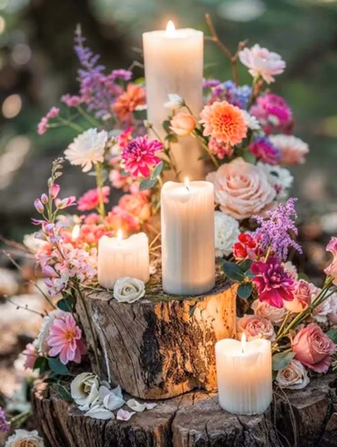 Creating a floral candle to repurpose Poppy wedding flowers