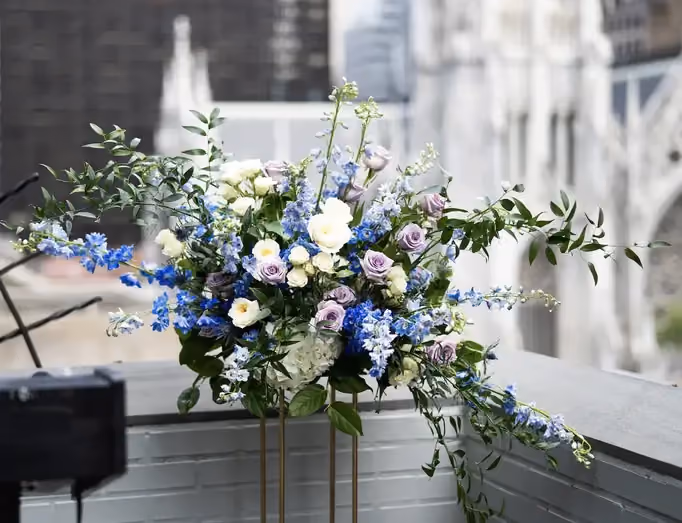 Seasonal blue color flowers for a summer wedding