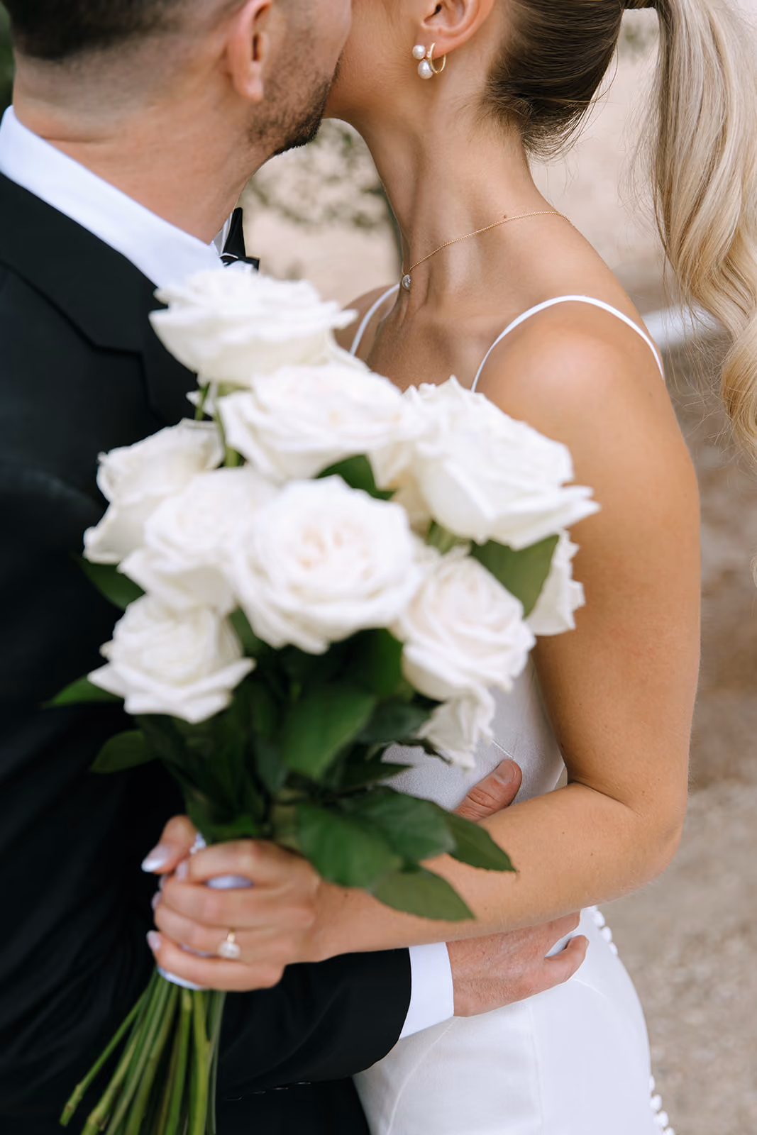 classic white rose bridal bouquet
