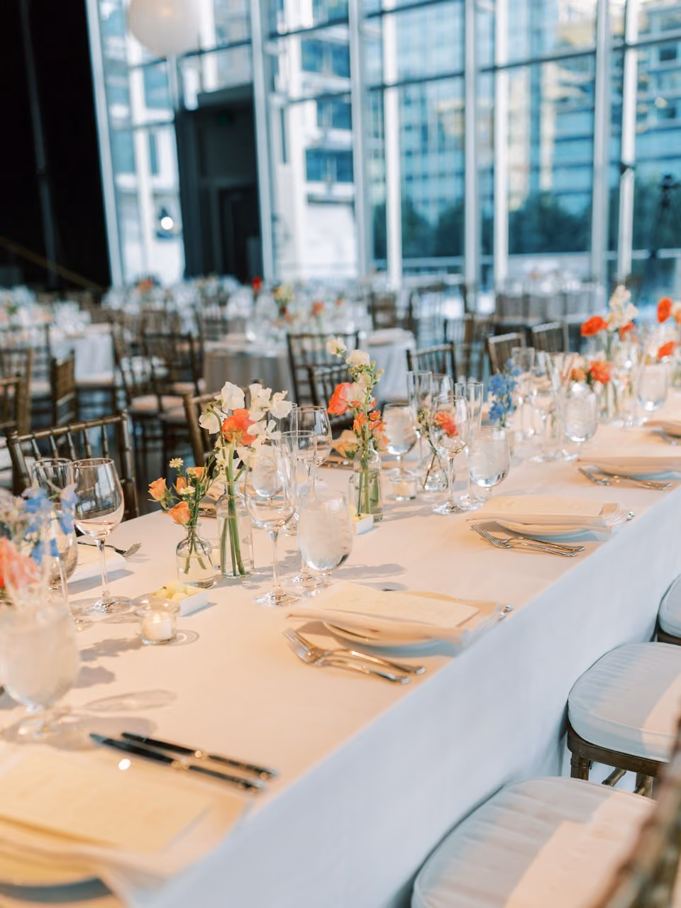 Wedding reception floral arrangements booked last minute through Poppy