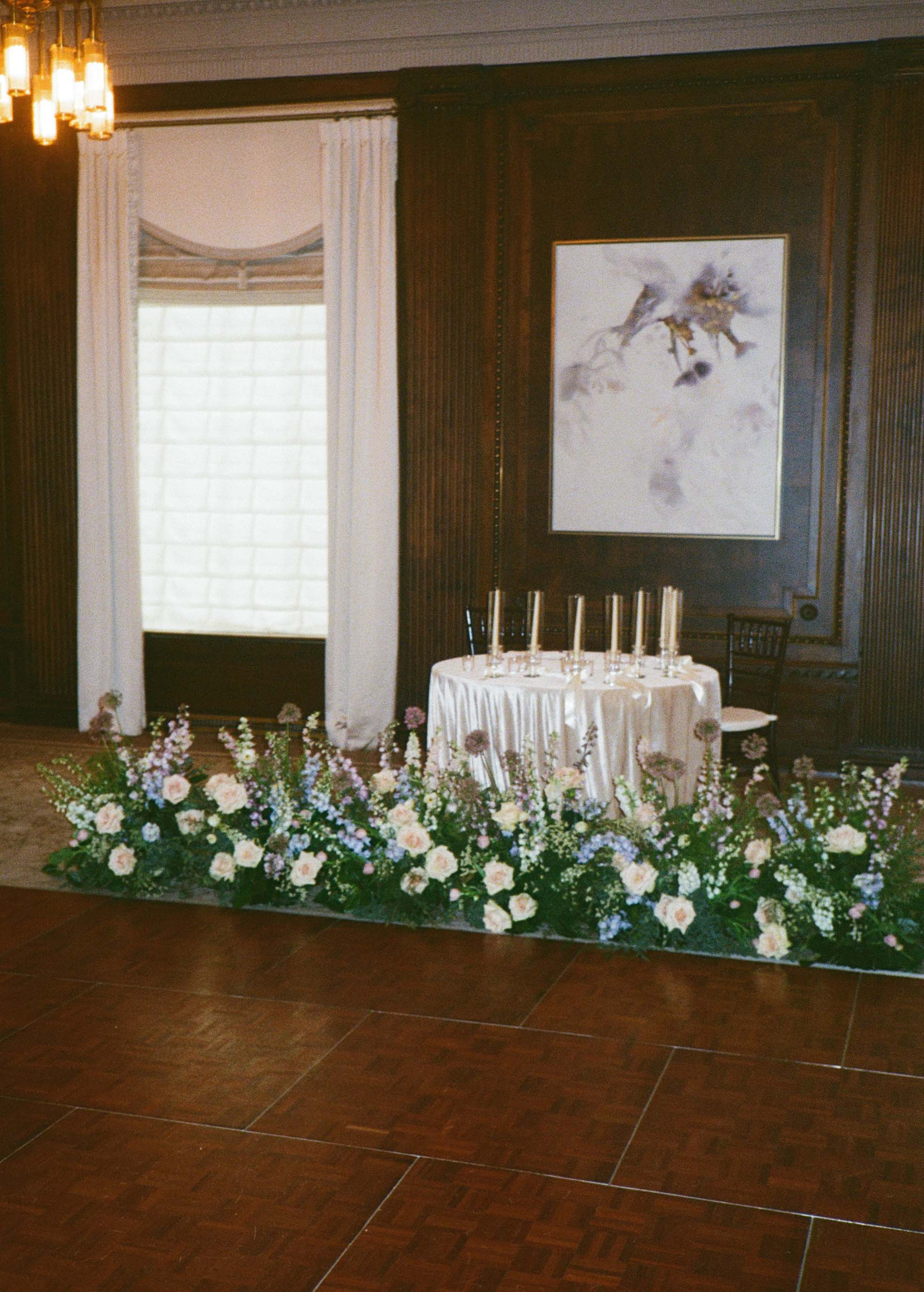 Ground florals and reception arrangements at Hermitage Hotel Nashville wedding