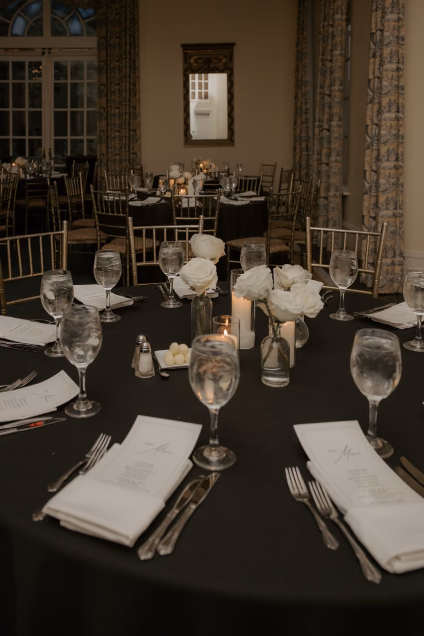 Wadsworth Mansion reception room with white floral bud vases